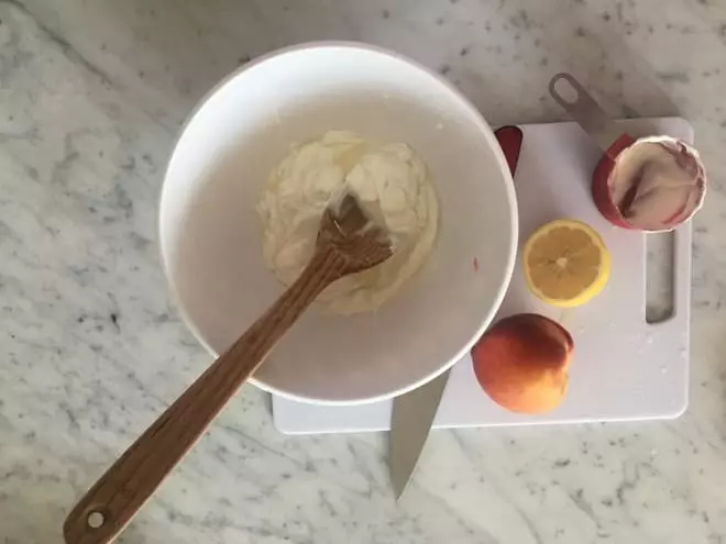 First, mix together the yogurt (we used coconut), lemon juice and salt.